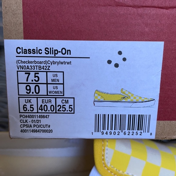 Vans Classic Slip-On Checkerboard Cyber Yellow/True White WMNS - Picture 16 of 16